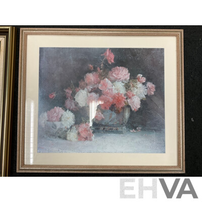 Framed Print “Lost” by Frederick McCubbin, “Under the Jacaranda” by R Godfrey Rivers, “Roses” and “Mosman’s Bay” by Tom Robert’s - Lot of 4