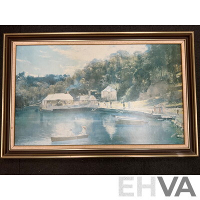 Framed Print “Lost” by Frederick McCubbin, “Under the Jacaranda” by R Godfrey Rivers, “Roses” and “Mosman’s Bay” by Tom Robert’s - Lot of 4