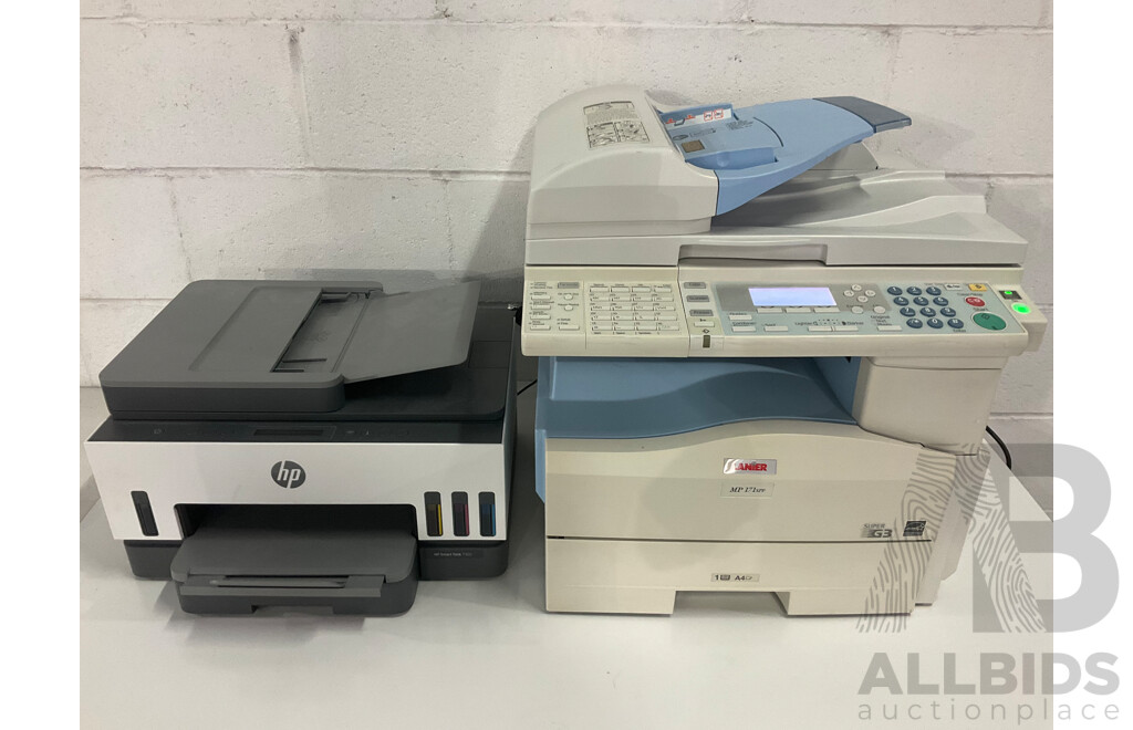 LANIER (MP171SPF) Multifunction Printer, HP Smart Tank 7305 AIO Printer - Lot of 2