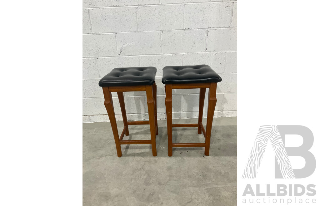 BURGESS Wooden Bar Stools - Lot of 2