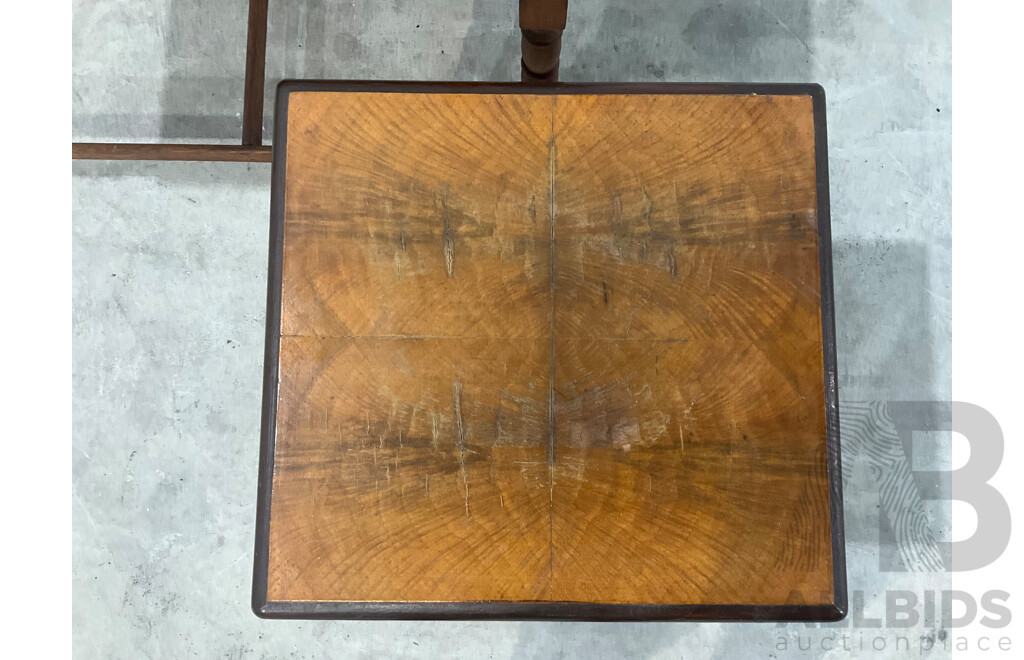 Mahogany Wood Flute Leg Nest Table - Set of 2