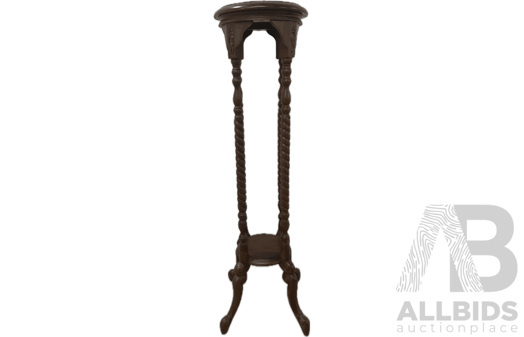 Mahogany Wood Twist Leg Plant Stand / Flower Stand