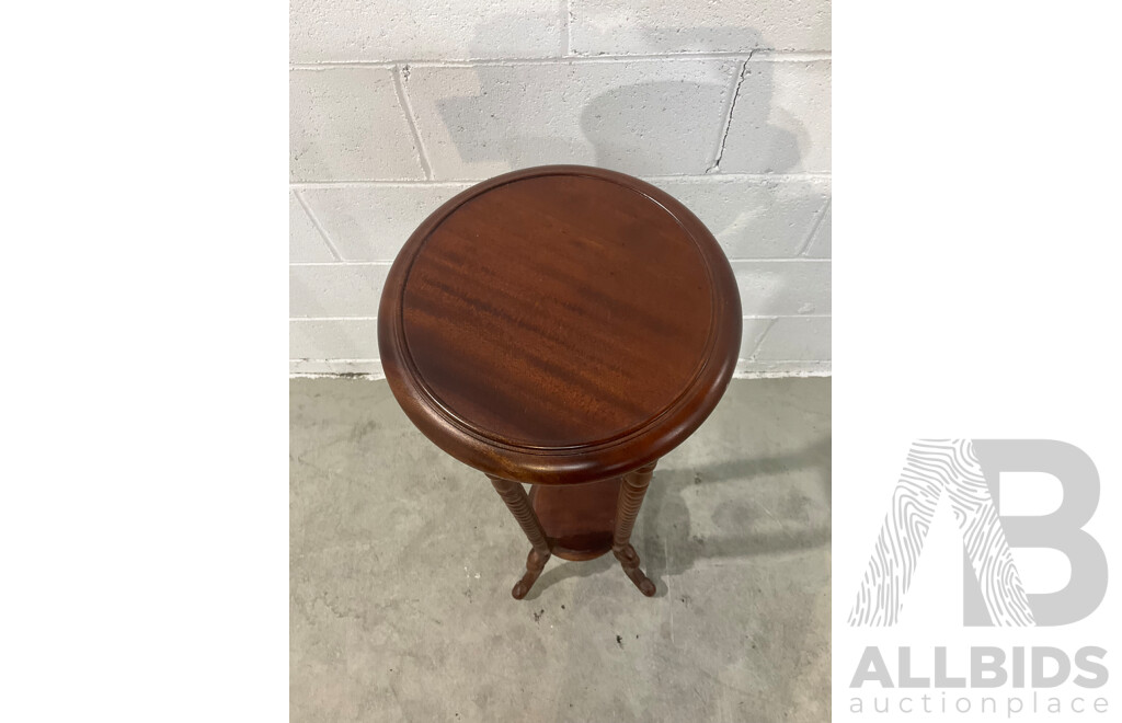 Mahogany Wood Twist Leg Plant Stand / Flower Stand
