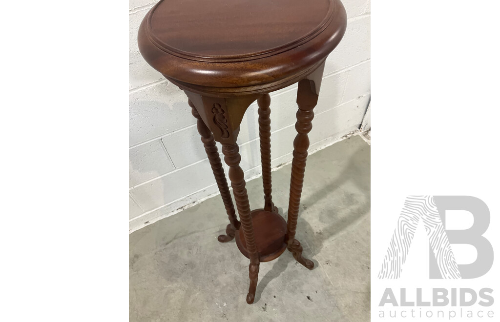 Mahogany Wood Twist Leg Plant Stand / Flower Stand