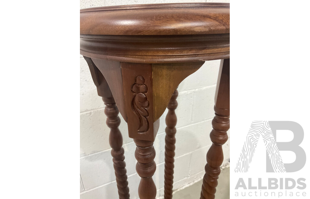 Mahogany Wood Twist Leg Plant Stand / Flower Stand