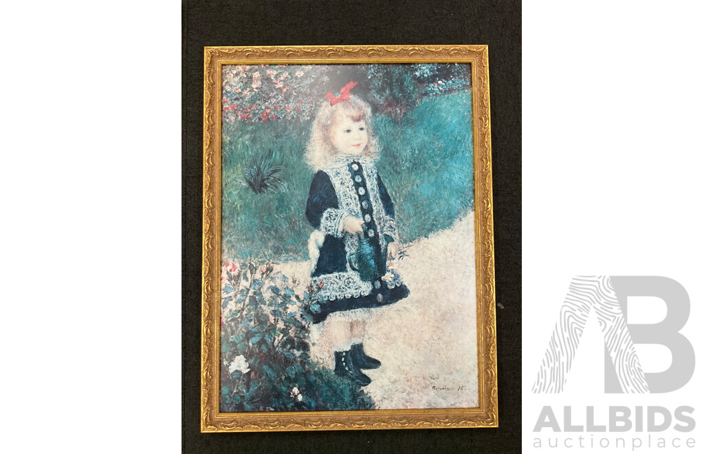 Framed Print “ Girl with Watering Can “ and “ Spring Bouquet” by PIERRE-AUGUSTE RENOIR - Lot of 2