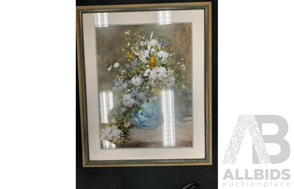 Framed Print “ Girl with Watering Can “ and “ Spring Bouquet” by PIERRE-AUGUSTE RENOIR - Lot of 2