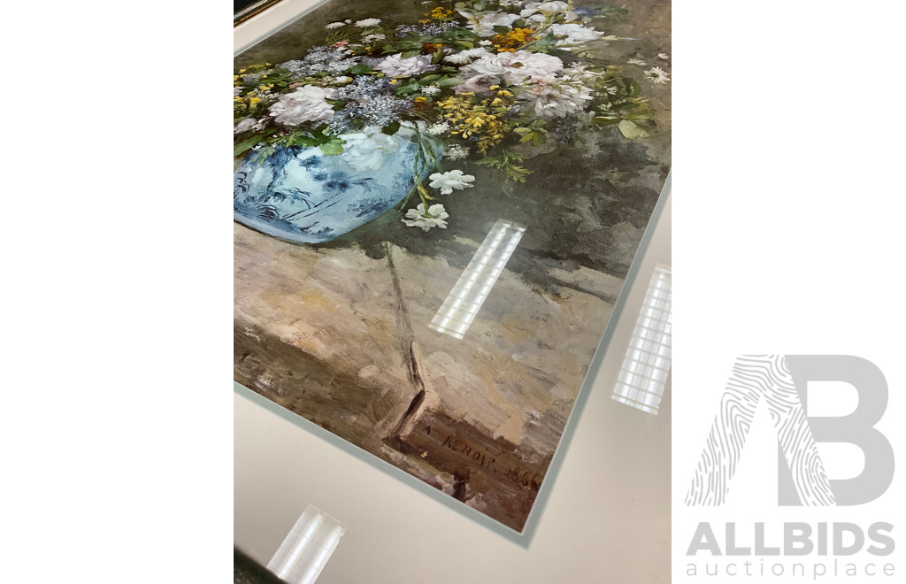 Framed Print “ Girl with Watering Can “ and “ Spring Bouquet” by PIERRE-AUGUSTE RENOIR - Lot of 2