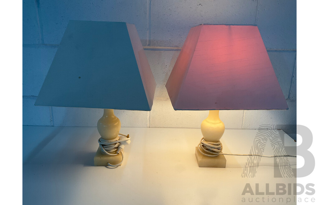 Alabaster Table Lamp with Shade - Set of 2