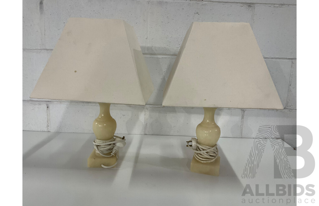 Alabaster Table Lamp with Shade - Set of 2