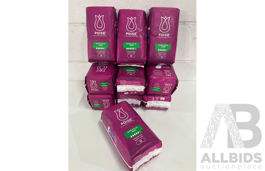 POISE 3in1 Bladder Protection Extra Plus Pads - Lot of 10