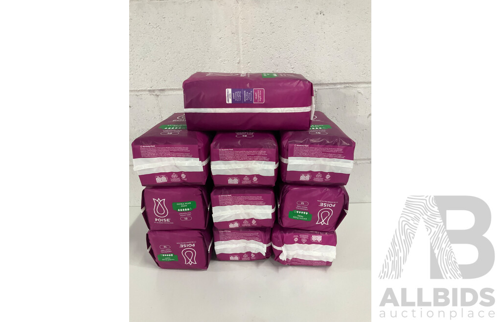 POISE 3in1 Bladder Protection Extra Plus Pads - Lot of 10