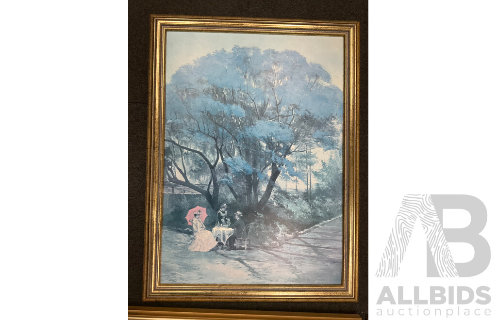 Framed Print “Lost” by Frederick McCubbin, “Under the Jacaranda” by R Godfrey Rivers, “Roses” and “Mosman’s Bay” by Tom Robert’s - Lot of 4