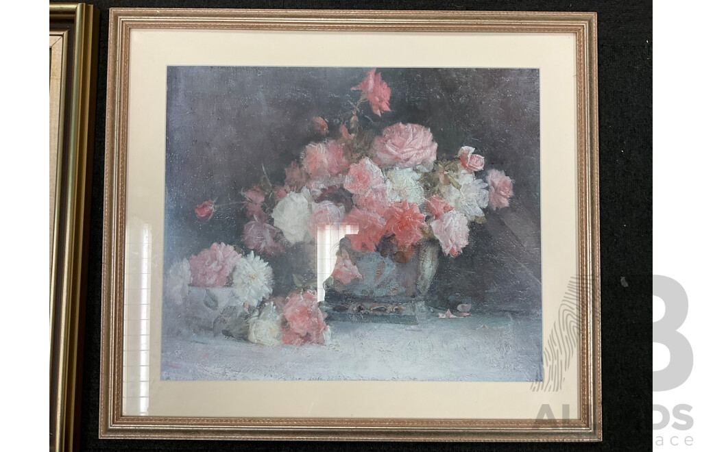 Framed Print “Lost” by Frederick McCubbin, “Under the Jacaranda” by R Godfrey Rivers, “Roses” and “Mosman’s Bay” by Tom Robert’s - Lot of 4