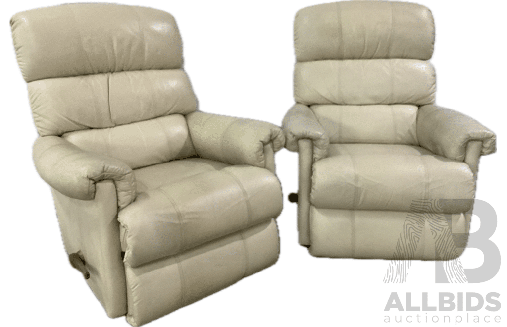 Lazboy Eden Rocker Recliner - Cream White Leather - Lot of 2 - ORP $5900