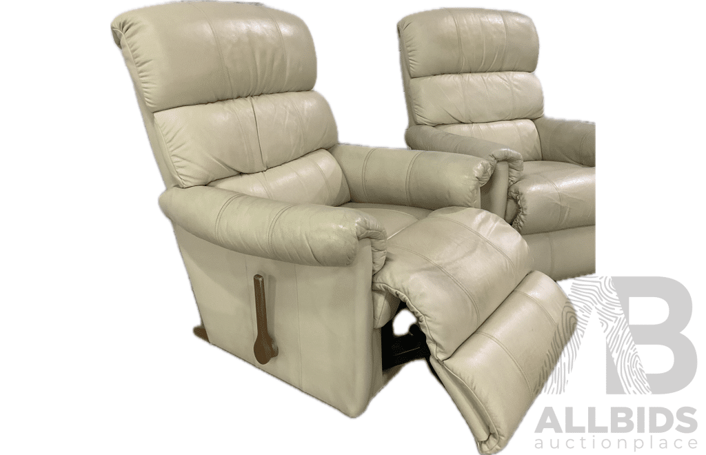 Lazboy Eden Rocker Recliner - Cream White Leather - Lot of 2 - ORP $5900