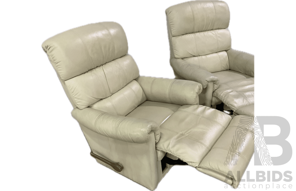 Lazboy Eden Rocker Recliner - Cream White Leather - Lot of 2 - ORP $5900