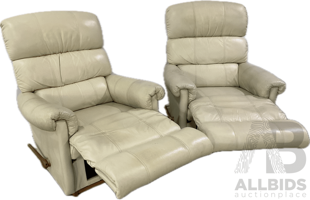 Lazboy Eden Rocker Recliner - Cream White Leather - Lot of 2 - ORP $5900