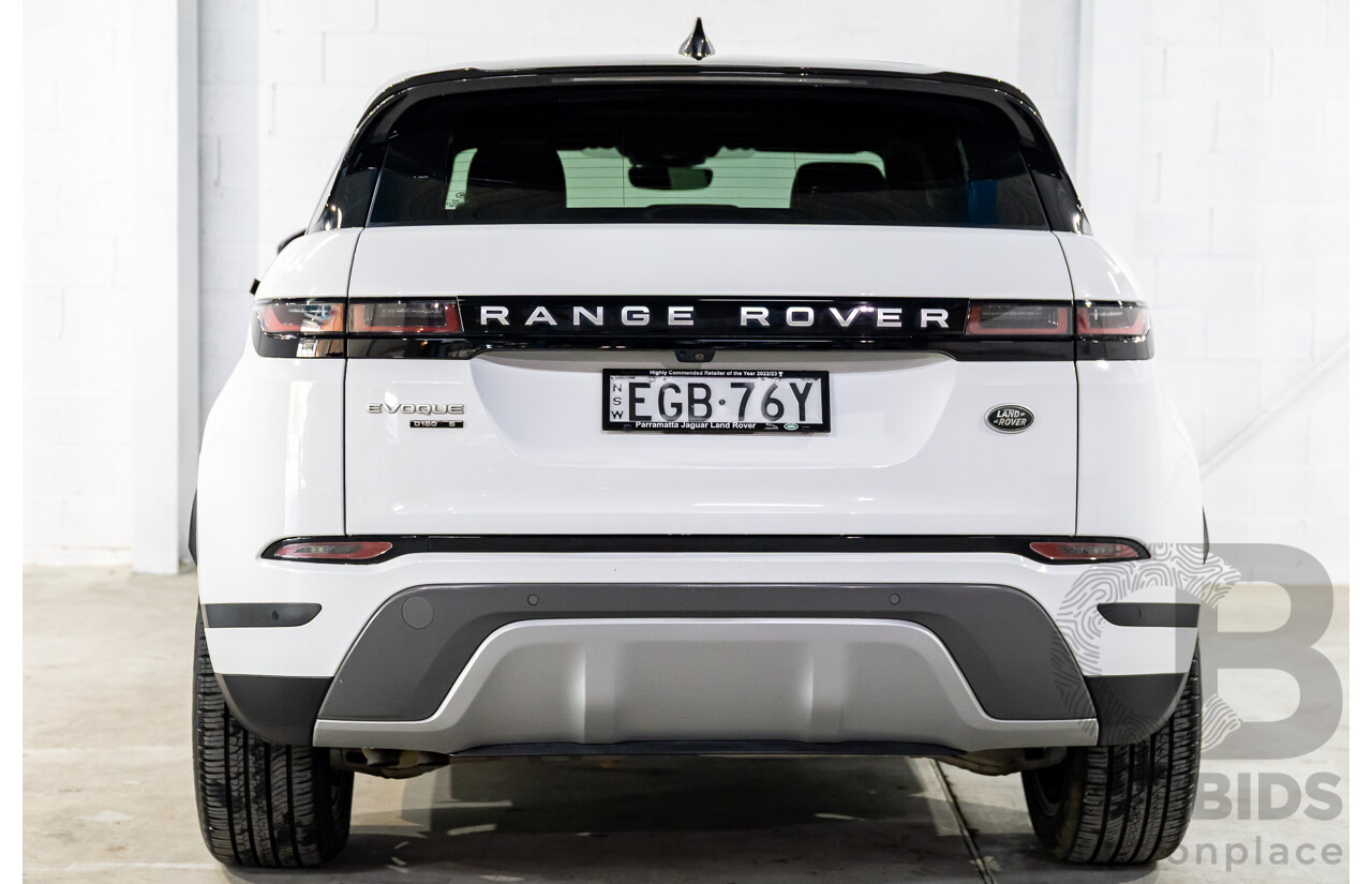 01/2020 Range Rover Evoque D180 S (AWD) L551 132kW MY20.5 4d Wagon Fuji White/Santorini Black Roof Turbo Diesel 2.0L