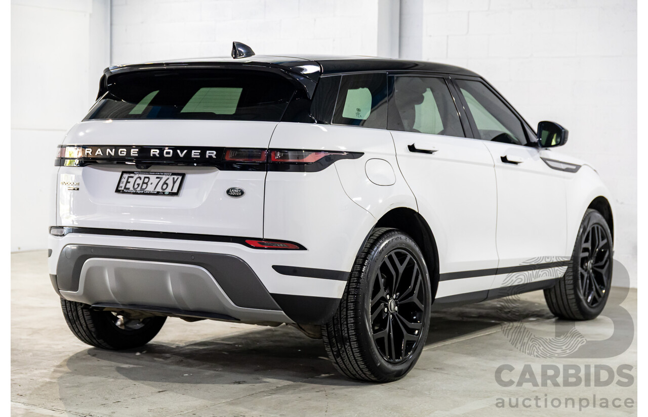 01/2020 Range Rover Evoque D180 S (AWD) L551 132kW MY20.5 4d Wagon Fuji White/Santorini Black Roof Turbo Diesel 2.0L
