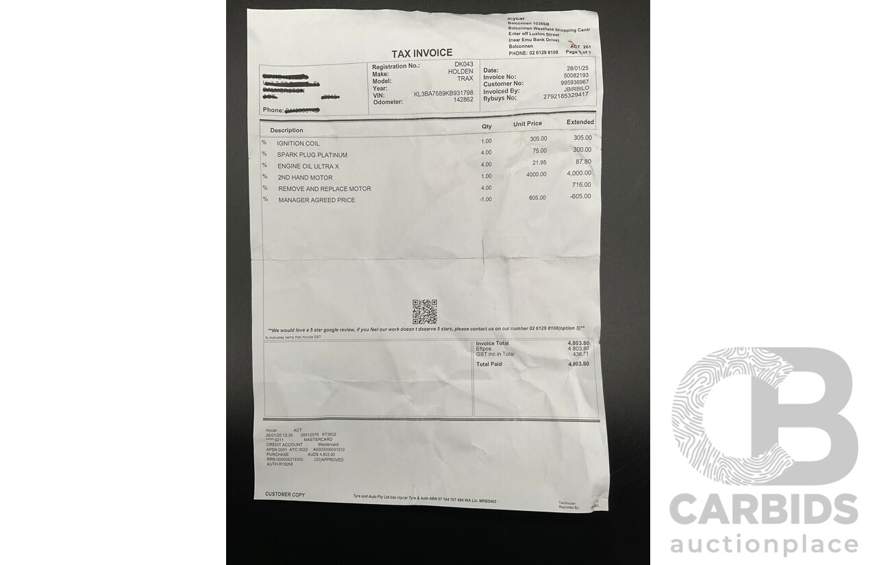 9/2019 Holden Trax LTZ (FWD) TJ MY20 4d Wagon Summit White Turbo 1.4L