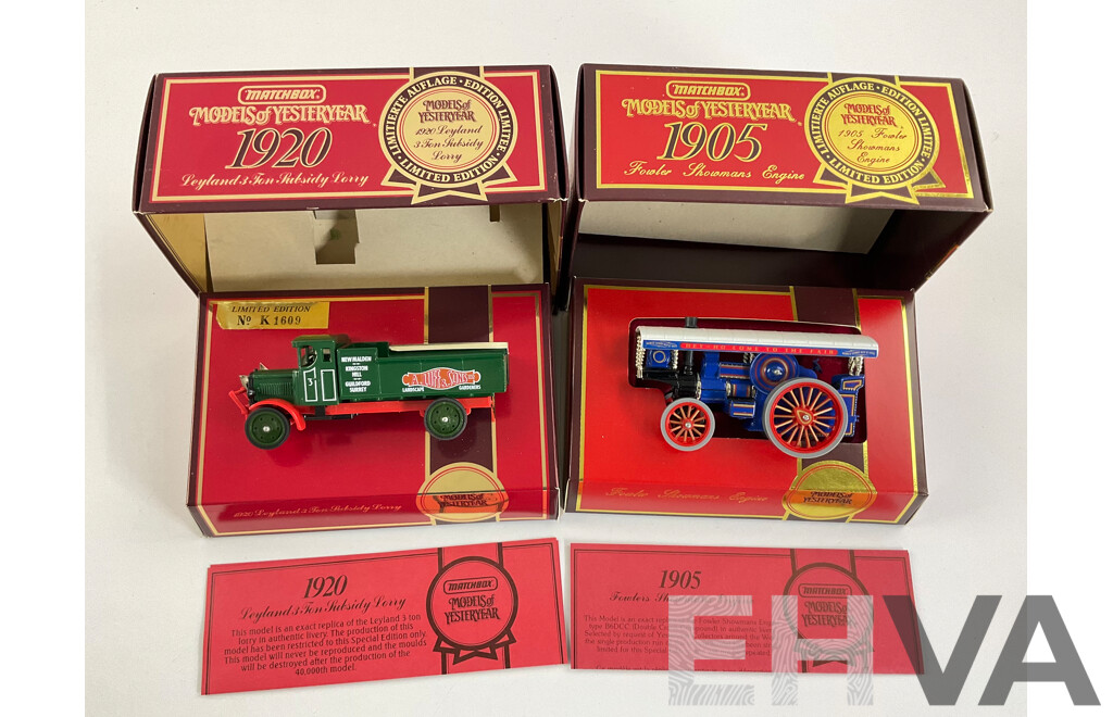 Matchbox Models of Yesteryear Limited Edition 1920 Leyland Three Ton Subsidy Lorry and Fowler Showman's Engine