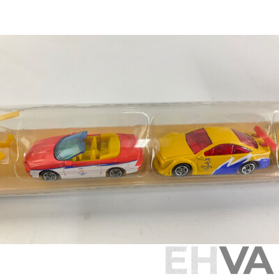 Matchbox Sydney 2000 Olympic Games Diecast Set with Collectors Model Bob Jane Pick Up, Ampol Tanker, Australian Airlines Bus, Smiths Chips Truck