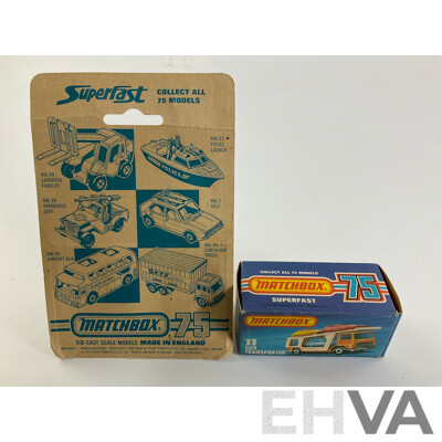Vintage Matchbox 75 Car Transporter and Snorkel Fire Engine