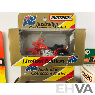 Vintage Matchbox Motorcycles and NASCAR Including Days of Thunder Cole Trickle Chevrolet Lumina, Harley Davidson Sportster, P.M.G, Trike