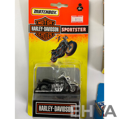 Vintage Matchbox Motorcycles and NASCAR Including Days of Thunder Cole Trickle Chevrolet Lumina, Harley Davidson Sportster, P.M.G, Trike