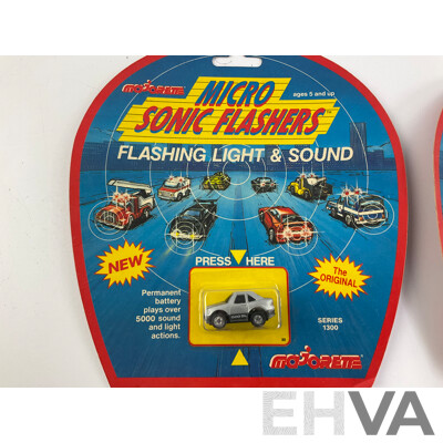 Four Vintage Majorette Micro Sonic Flashers