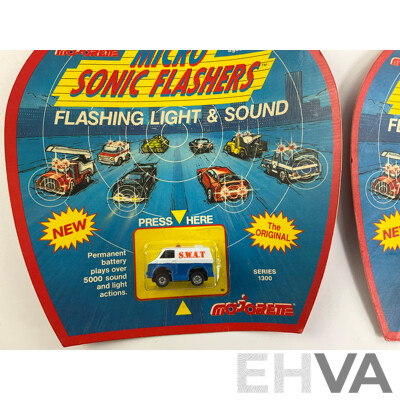 Four Vintage Majorette Micro Sonic Flashers