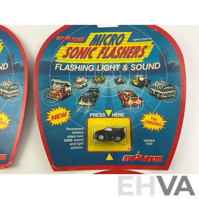 Four Vintage Majorette Micro Sonic Flashers