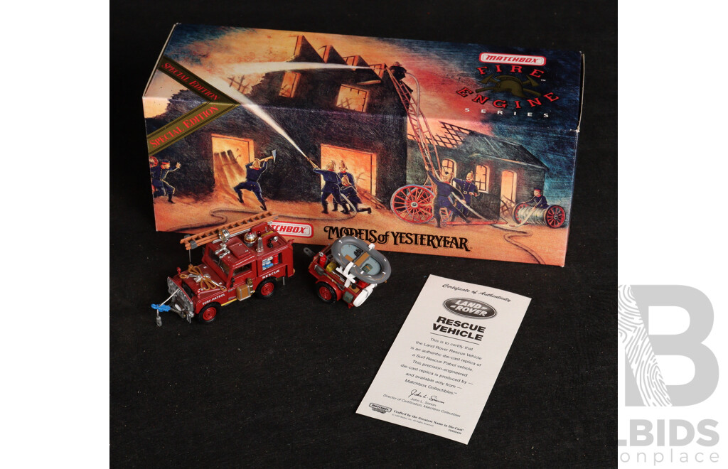 Vintage Matchbox Models of Yesteryear 1952 Land Rover Rescue Vehicle and Trailer