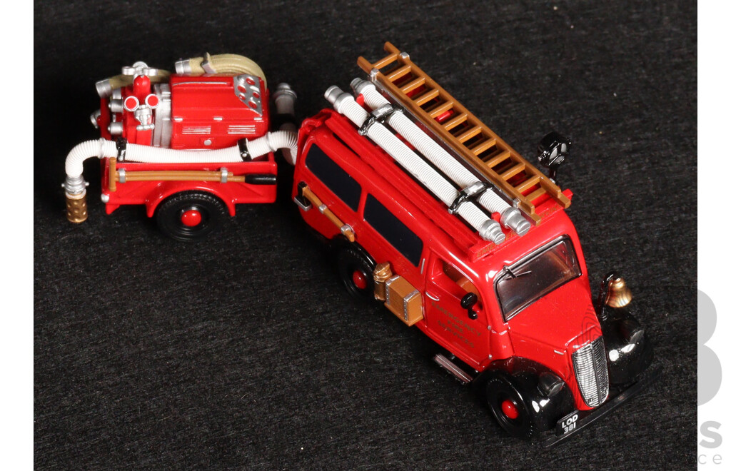 Two Vintage Matchbox Models of Yesteryear 1953 Ford F100 Garden City Fire Truck and 1950 Ford E83W Van