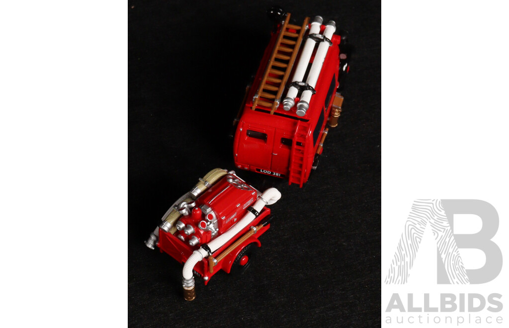 Two Vintage Matchbox Models of Yesteryear 1953 Ford F100 Garden City Fire Truck and 1950 Ford E83W Van