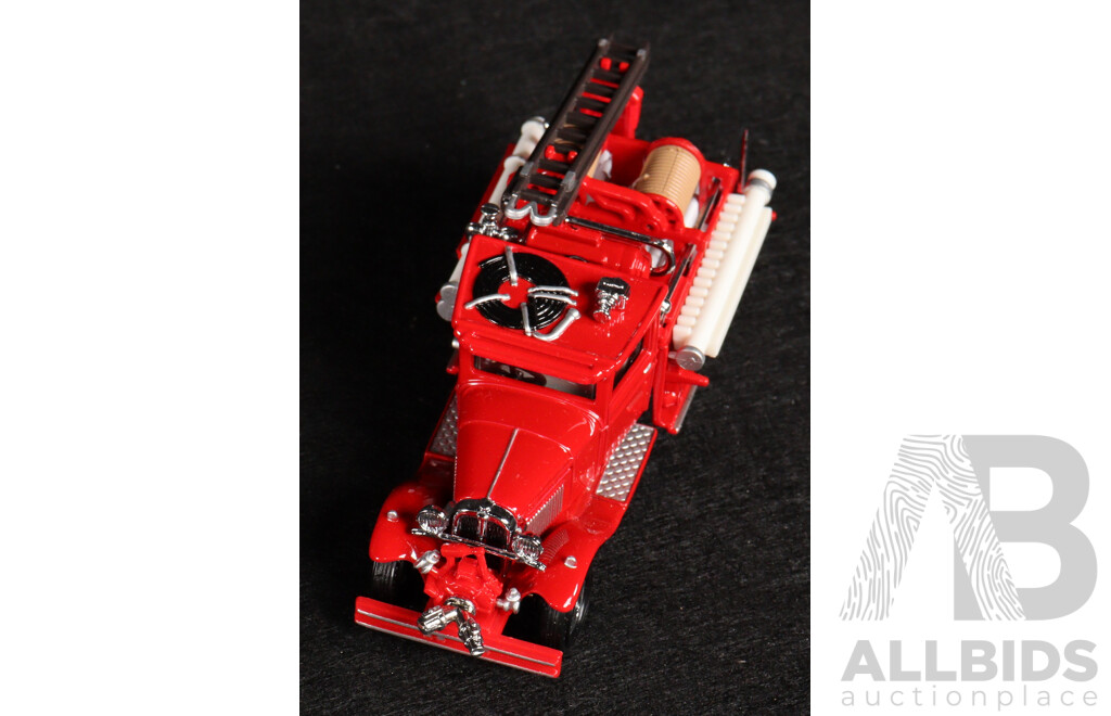 Two Vintage Matchbox Models of Yesteryear 1932 Ford AA Fire Engine and 1932 Mercedes-Benz Ladder Truck