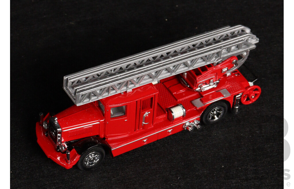 Two Vintage Matchbox Models of Yesteryear 1932 Ford AA Fire Engine and 1932 Mercedes-Benz Ladder Truck