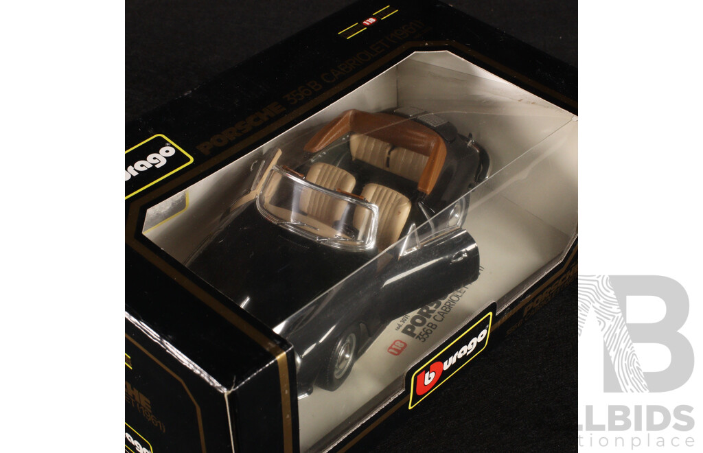 Boxed Burago Diecast 1961 Porsche 356 Cabriolet - 1:18 Scale