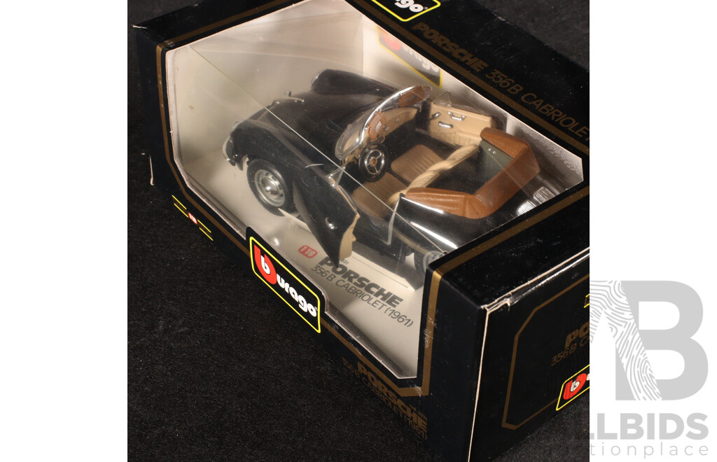 Boxed Burago Diecast 1961 Porsche 356 Cabriolet - 1:18 Scale