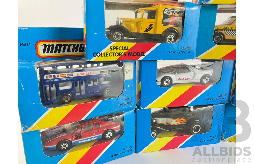 Twelve Vintage Matchbox Special Collector's Models and Super Fast Including Ferrari 308, Peugeot Quasar, Camaro Iroc-Z, Range Rover Paris Dakar