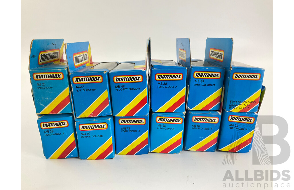 Twelve Vintage Matchbox Special Collector's Models and Super Fast Including Ferrari 308, Peugeot Quasar, Camaro Iroc-Z, Range Rover Paris Dakar
