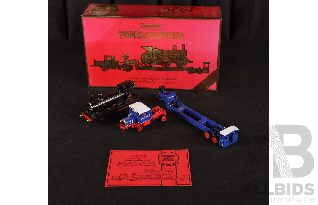 Vintage Matchbox Models of Yesteryear 1929 Scammell 100 Ton Truck Trailer with G.&.R Class E 2-4-0 Locomotive