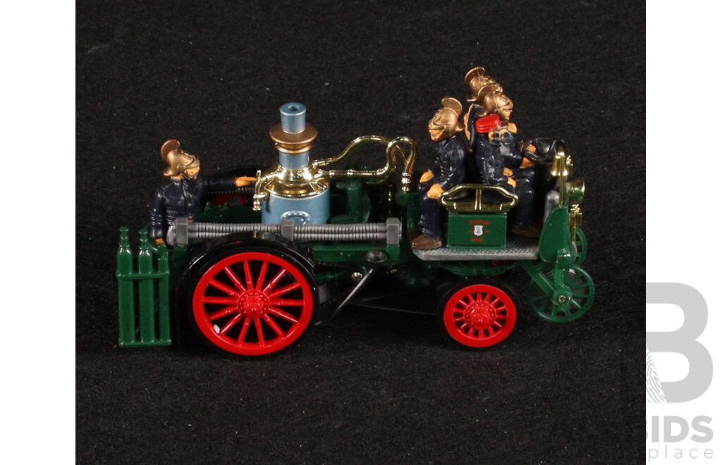 Vintage Matchbox Models of Yesteryear 1905 Busch Self Propelled Fire Truck, 1916 Ford Model T Fire Engine, 1829 Stephenson's Rocket
