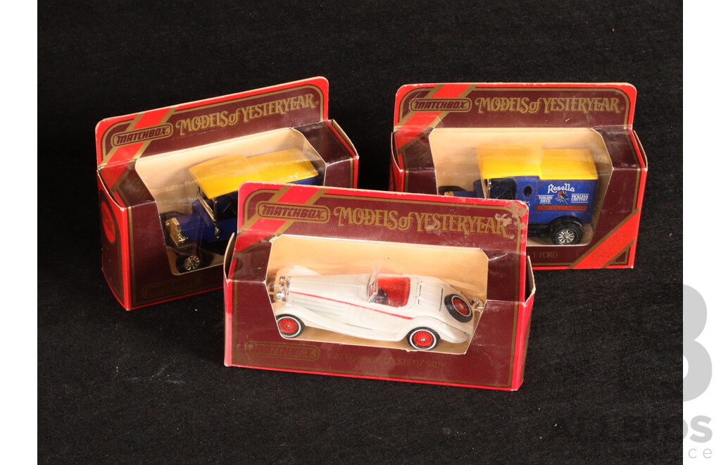 Vintage Matchbox Models of Yesteryear Sports Cars and Promotional Trucks