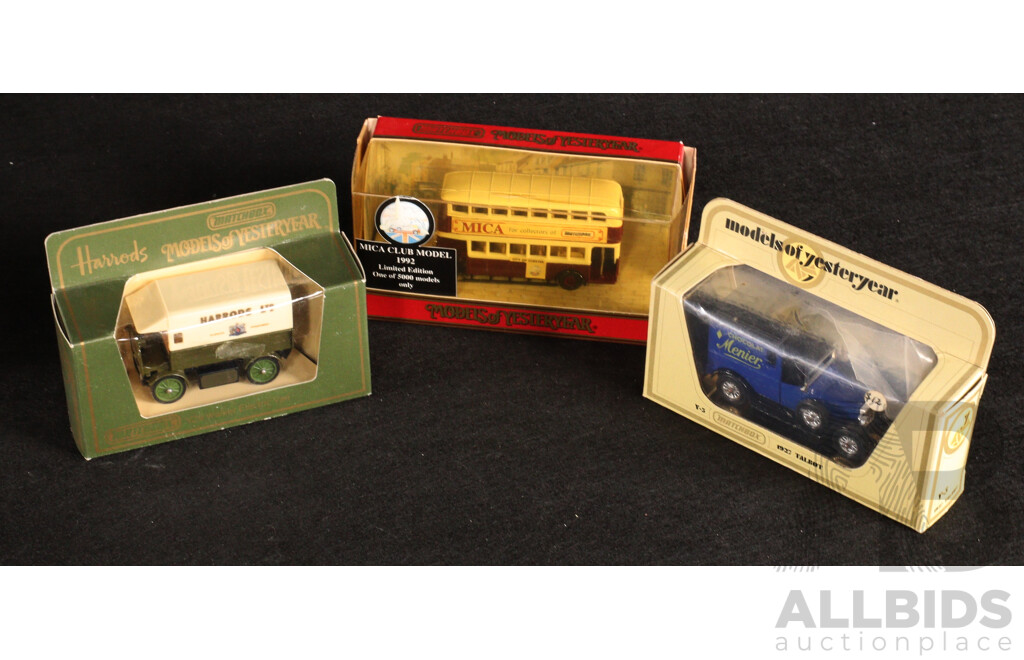 Vintage Matchbox Models of Yesteryear Classic Cars, Promotional Trucks and Bus