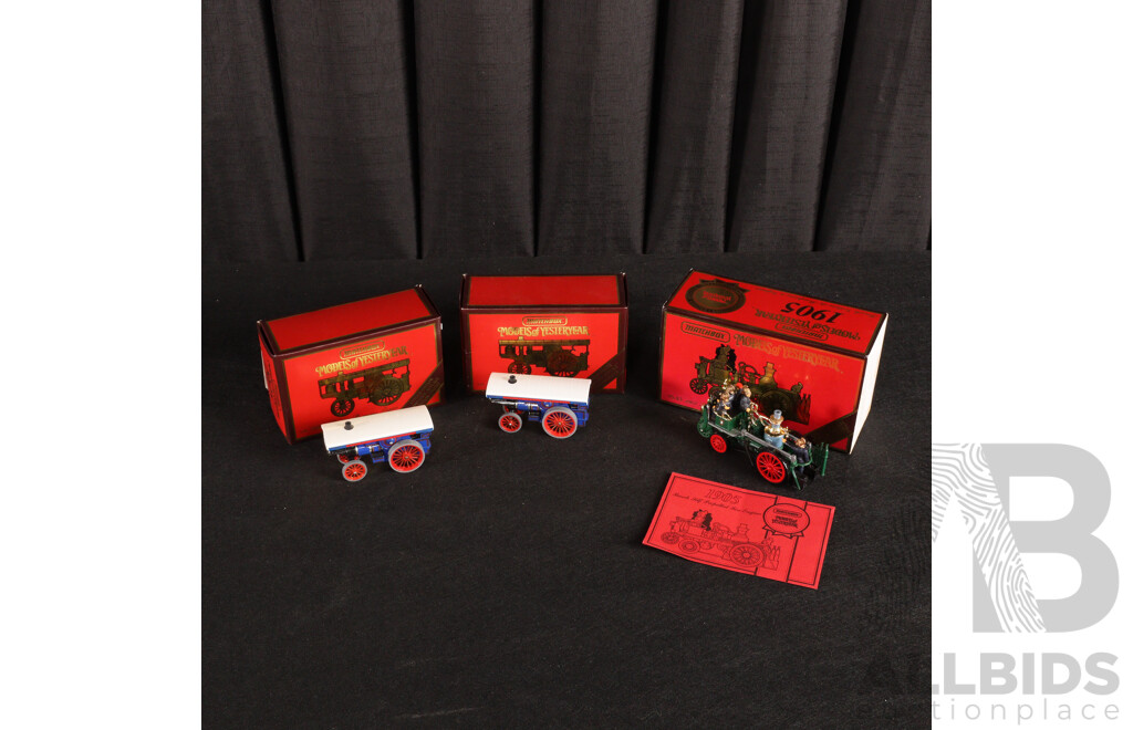Vintage Matchbox Models of Yesteryear 1905 Fowler Showman's Engine(2) 1905 Busch Self Propelled Fire Engine