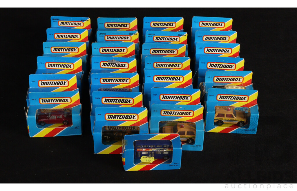 Collection of 1980's Boxed Matchbox Vehicles Including Sports Cars, Trucks and Buses