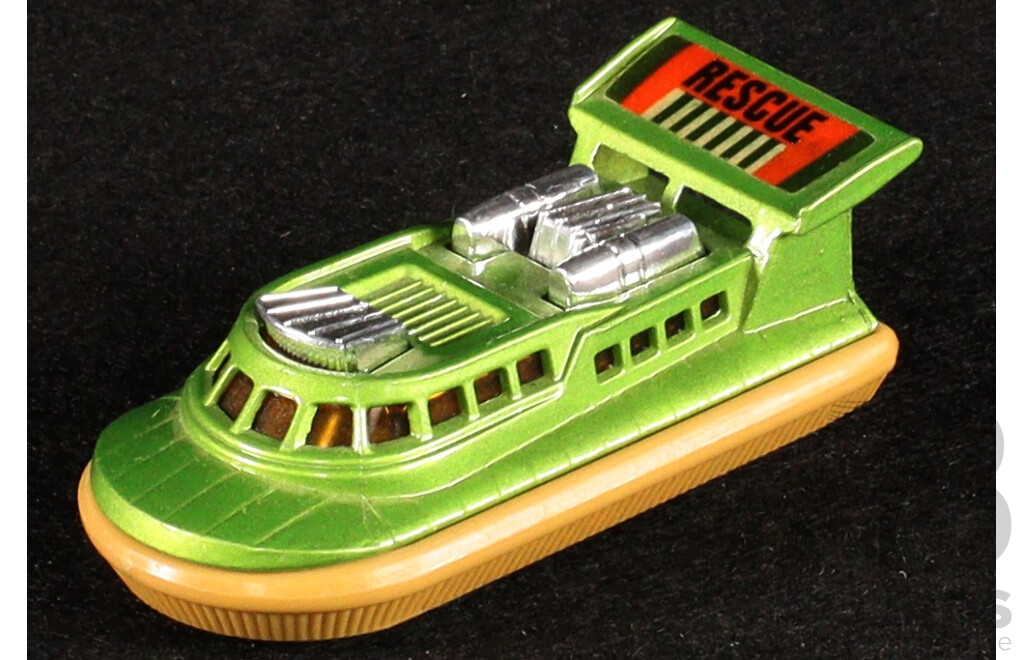 Vintage Matchbox 75 Vehicles Including Big Bull, Cattle Truck, Police Patrol, Hovercraft, Dump Truck Box