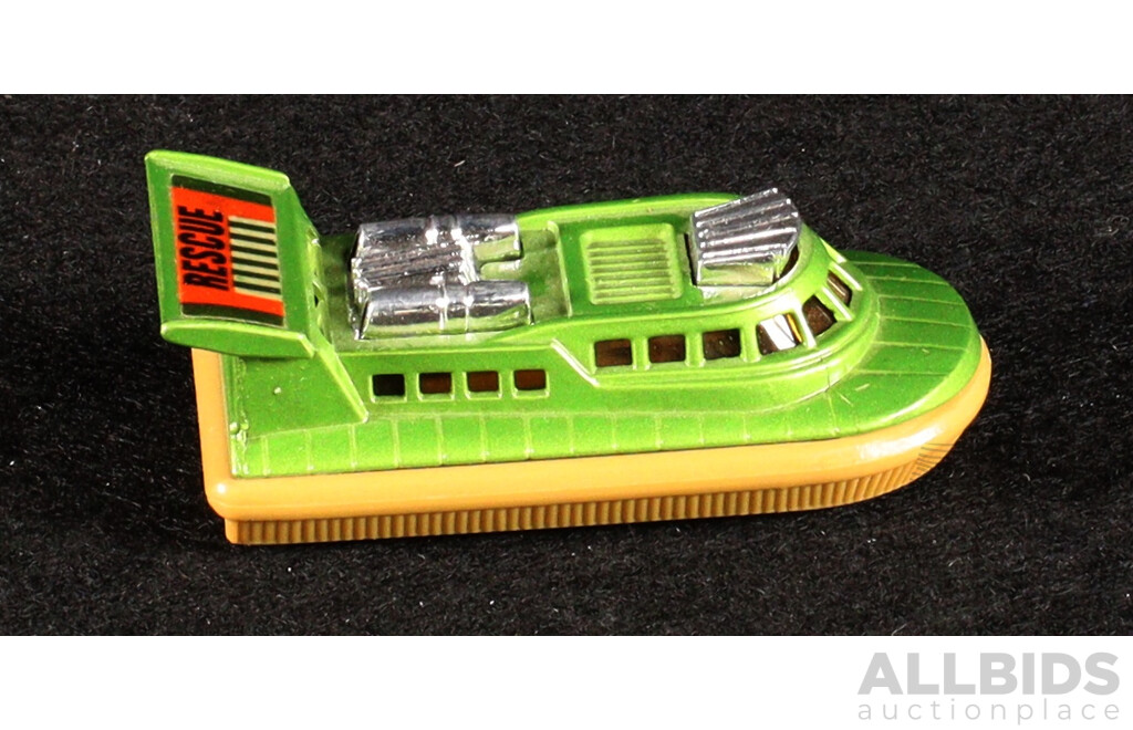 Vintage Matchbox 75 Vehicles Including Big Bull, Cattle Truck, Police Patrol, Hovercraft, Dump Truck Box